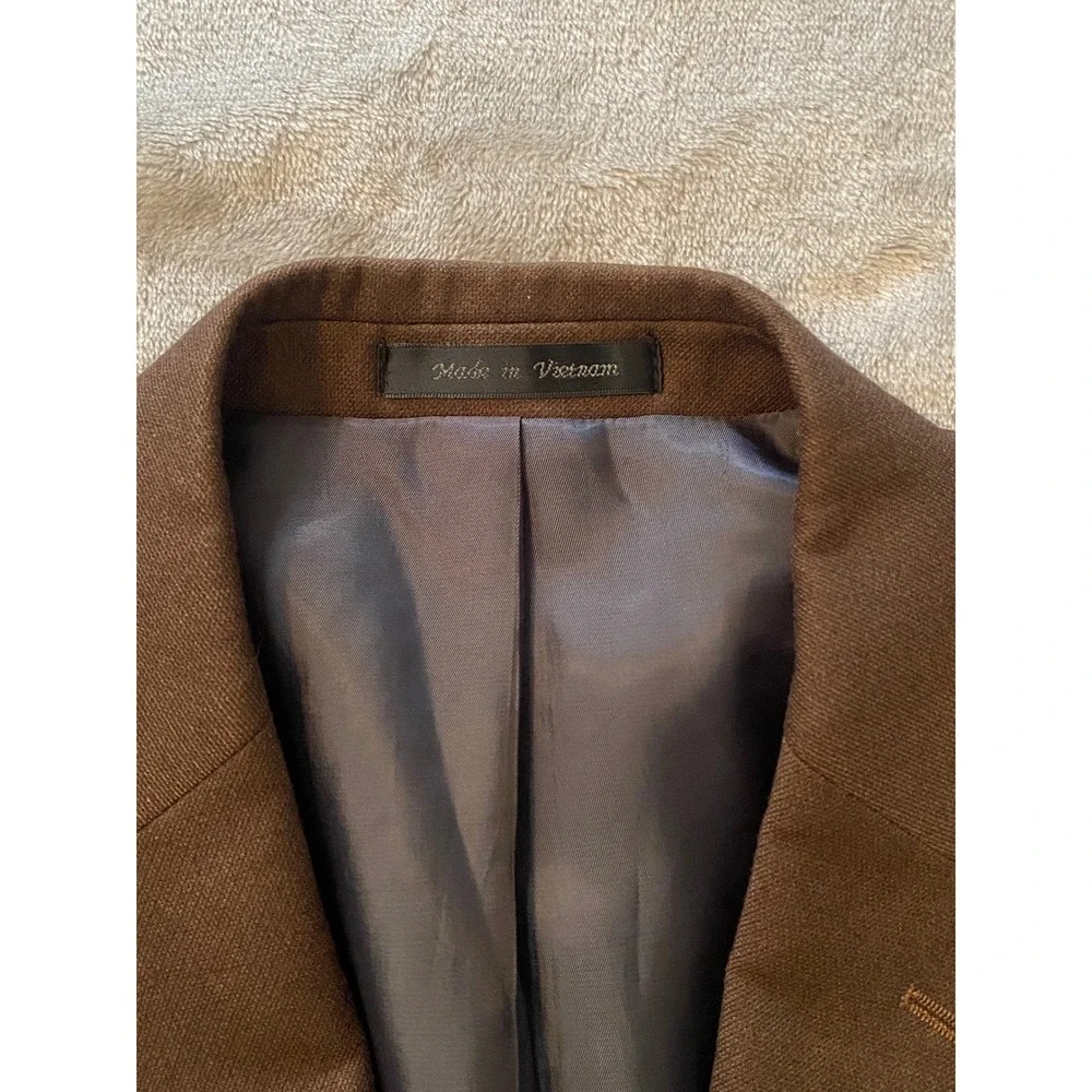 Calvin Klein Blazer Mens 44L Brown Solid Two‎ Button Double Vent Sport Coat
